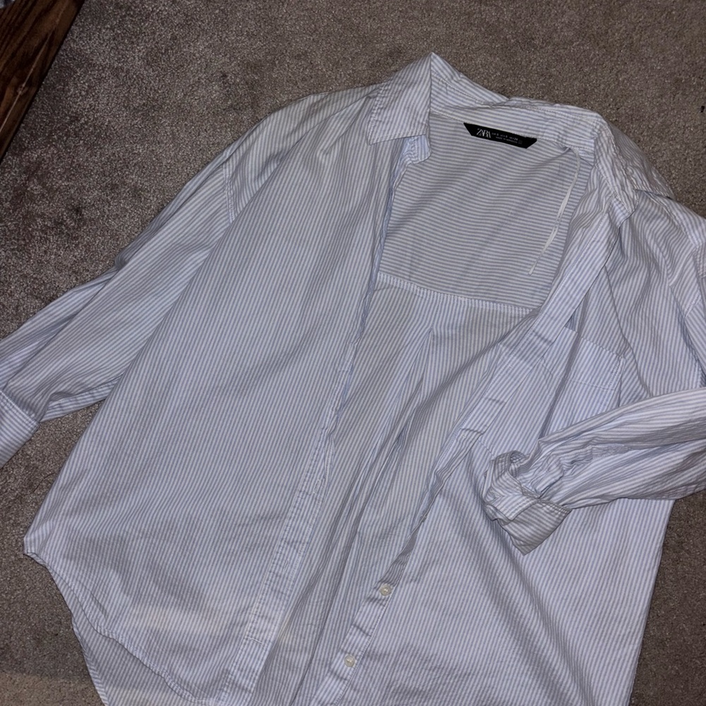 Zara Blue Striped Button Down